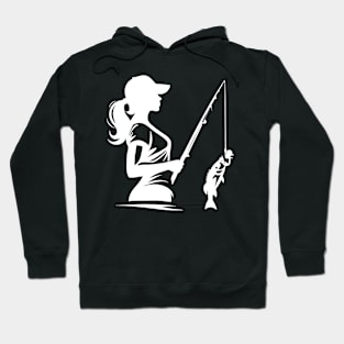 Fishing Girl Silhouette Hoodie